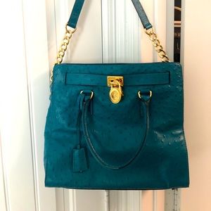 Michael Kors Turquoise ostrich  large purse